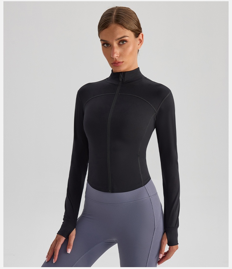 高弹力立领拉链瑜伽夹克外套